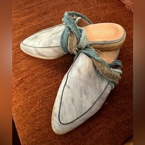 Anthropologie Mi.iM Tillie fabric wrapped leather mules